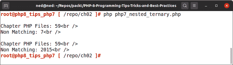 Figure 2.2 – Nested ternary output using PHP 7 