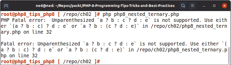 Figure 2.3 – Nested ternary output using PHP 8 