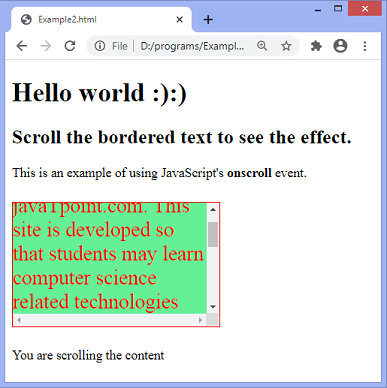JavaScript scroll