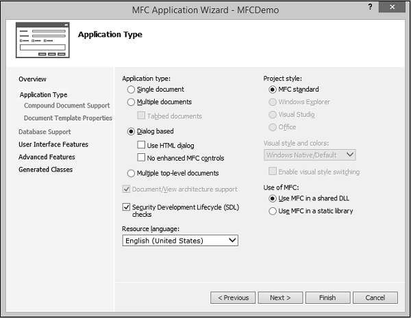 MFC Application Type