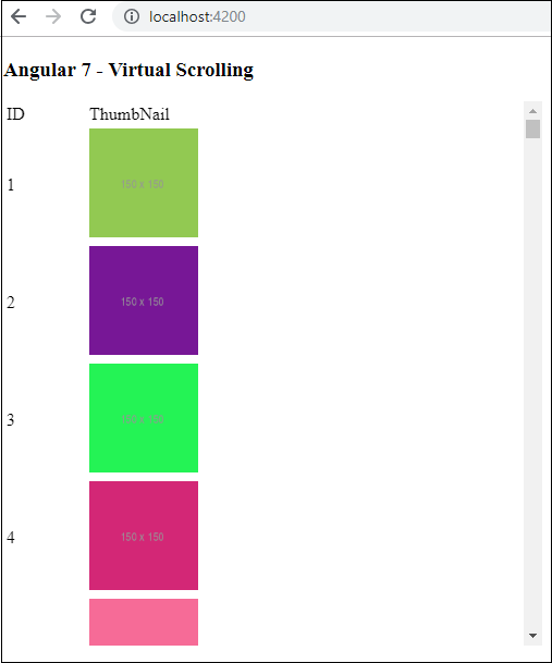 Virtual Scrolling